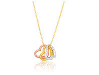 Shiels 9ct Yellow Gold Silverfilled Three Heart Charm Pendants on 45cm Chain offer