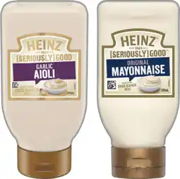 IGA Heinz Seriously Good Aioli or Mayonnaise 295mL Selected Varieties offer