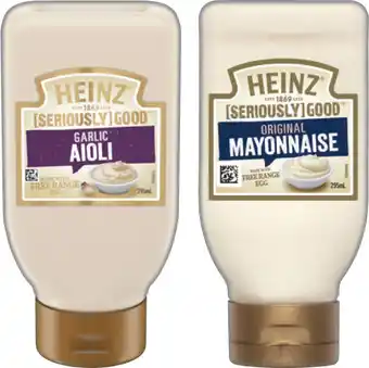IGA Heinz Seriously Good Aioli or Mayonnaise 295mL Selected Varieties offer