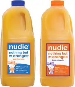 IGA Nudie Orange Juice with Pulp or Pulp Free 2 Litre offer