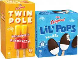 IGA Peters Original Twin Pole 8 Pack or LiL’ Pops Ice Cream 9 Pack Selected Varieties offer
