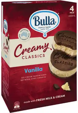 IGA Bulla Creamy Classic Ice Cream Sandwich Selected Varieties offer