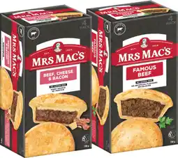 IGA Mrs Mac’s Pies or Giant Sausage Rolls 4 Pack Selected Varieties offer