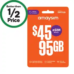 Woolworths amaysim $45 Starter Pack† offer