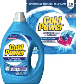 Coles Cold Power Laundry Liquid 2 Litre or Capsules 29 Pack offer