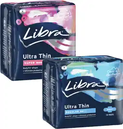 Coles Libra Ultra Thin Pads with Wings Regular 14 Pack or Super 12 Pack offer