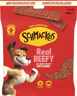 IGA Schmackos Strapz or Stix Dog Treats 500g Selected Varieties offer