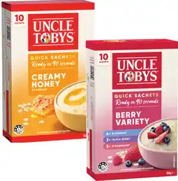 Coles Uncle Tobys Quick Oats Sachets-350g offer