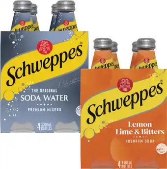 Coles Schweppes Mixers, Soft Drink or Mineral Water 4x300mL offer