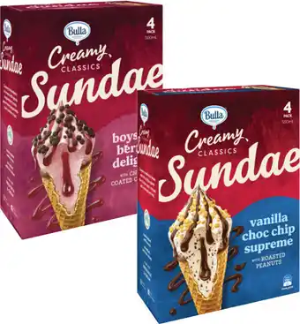 Coles Bulla Creamy Classics Ice Cream Sundae Cones 580mL offer