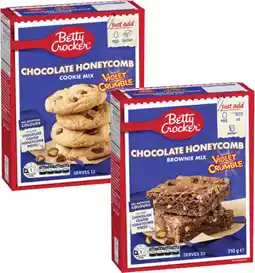 Coles NEW Betty Crocker Violet Crumble Cookie Mix 280g or Brownie Mix 310g offer