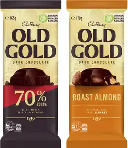 Coles Cadbury Old Gold Block Chocolate-180g offer