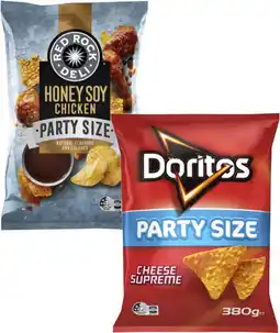 Coles Smith's Crinkle Cut Potato Chips, Doritos Big Bag or Red Rock Deli Potato Chips 290g-380g offer