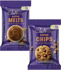 Coles Cadbury Baking Chocolate Chips, Melts or Block 165g-225g offer