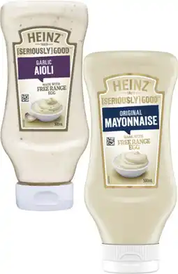 Coles Heinz Seriously Good Aioli or Mayonnaise 500mL offer
