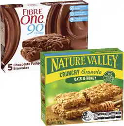 Coles Fibre One Bars or Squares 105g-120g or Nature Valley Crunchy Bars 252g offer