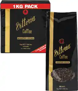 Coles Vittoria Mountain Grown Coffee Beans or Ground 1kg offer