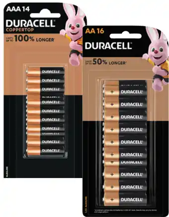 Coles Duracell Coppertop Batteries AA 16 Pack or AAA 14 Pack offer