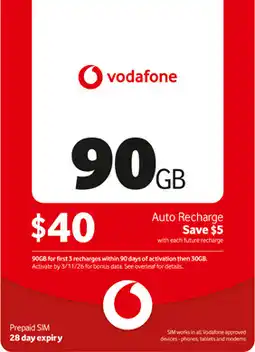 Coles Vodafone $40 Prepaid SIM offer