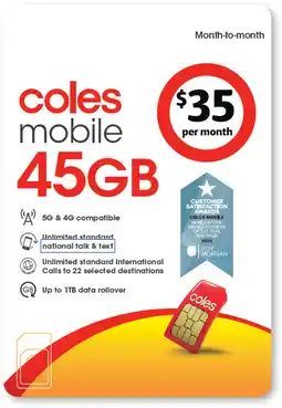Coles Coles Mobile $35 Month-to-Month SIM offer