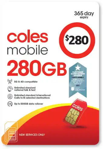 Coles Coles Mobile $280 Prepaid SIM offer