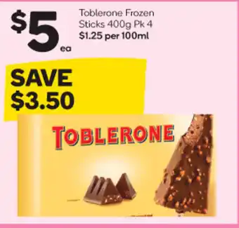 Woolworths Toblerone Frozen Sticks offer