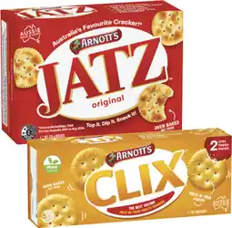 Coles Arnott's Jatz or Clix Crackers 225g-250g offer