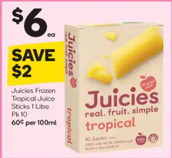 Woolworths Juicies Frozen Tropical Juice Stick 1 Litre offer