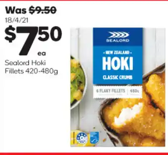 Woolworths Sealord Hoki Fillets offer