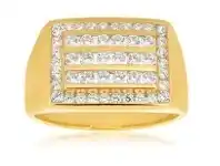 Shiels 9ct Yellow Gold Channel Set Cubic Zirconia Gents Ring offer