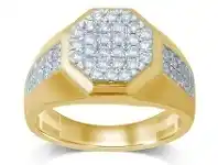 Shiels 9ct Yellow Gold 1 Carat Hexagonal Shape Diamond Mens Ring offer