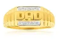 Shiels 9ct Yellow Gold & White Gold &#039;Dad&#039; Diamond Ring offer