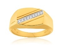 Shiels 9ct Yellow Gold Diamond Ring Set with 9 Stunning Brilliant Diamonds offer