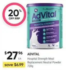 Healthy Life Advital Hospital Strength Meal Replacement Neutral Powder offer