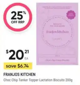 Healthy Life Franjos Kitchen Choc Chip Tanker Topper Lactation Biscuits offer