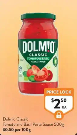 Foodworks Dolmio Classic Tomato and Basil Pasta Sauce offer