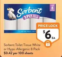 Foodworks Sorbent Toilet Tissue White or Hypo-Allergenic offer