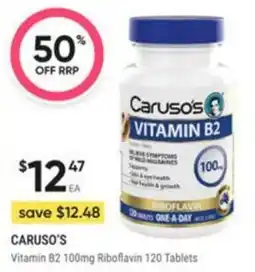 Healthy Life Caruso's Vitamin B2 100mg Riboflavin 120 Tablets offer