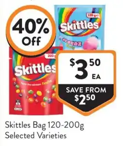 Foodworks Skittles Bag Selected Varieties offer