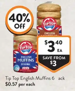Foodworks Tip Top English Muffins offer
