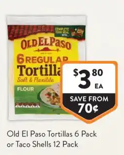 Foodworks Old El Paso Tortillas or Taco Shells offer