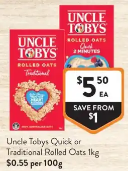 Foodworks Uncle Tobys Rolled Oats offer