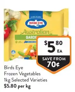 Foodworks Birds Eye Frozen Vegetables 1kg Selected Varieties offer