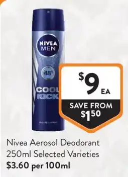 Foodworks Nivea Aerosol Deodorant offer