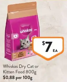 Foodworks Whiskas Dry Cat or Kitten Food offer