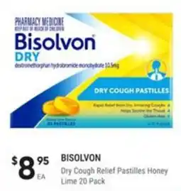 Healthy Life Bisolvon Dry Cough Relief Pastilles Honey Lime offer