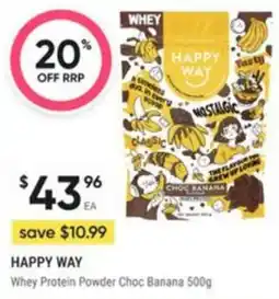 Healthy Life Happy Way Whey Protein Powder Choc Banana offer
