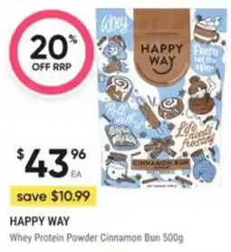 Healthy Life Happy Way Whey Protein Powder Cinnamon Bun offer
