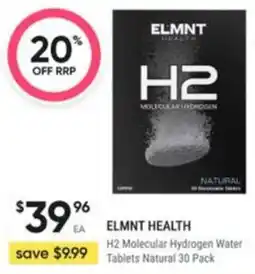 Healthy Life ELMNT HEALTH H2 Molecular Hydrogen Water Tablets Natural offer