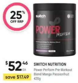 Healthy Life Switch Nutrition Power Perform Pre-Workout Blend Mango Passionfruit offer